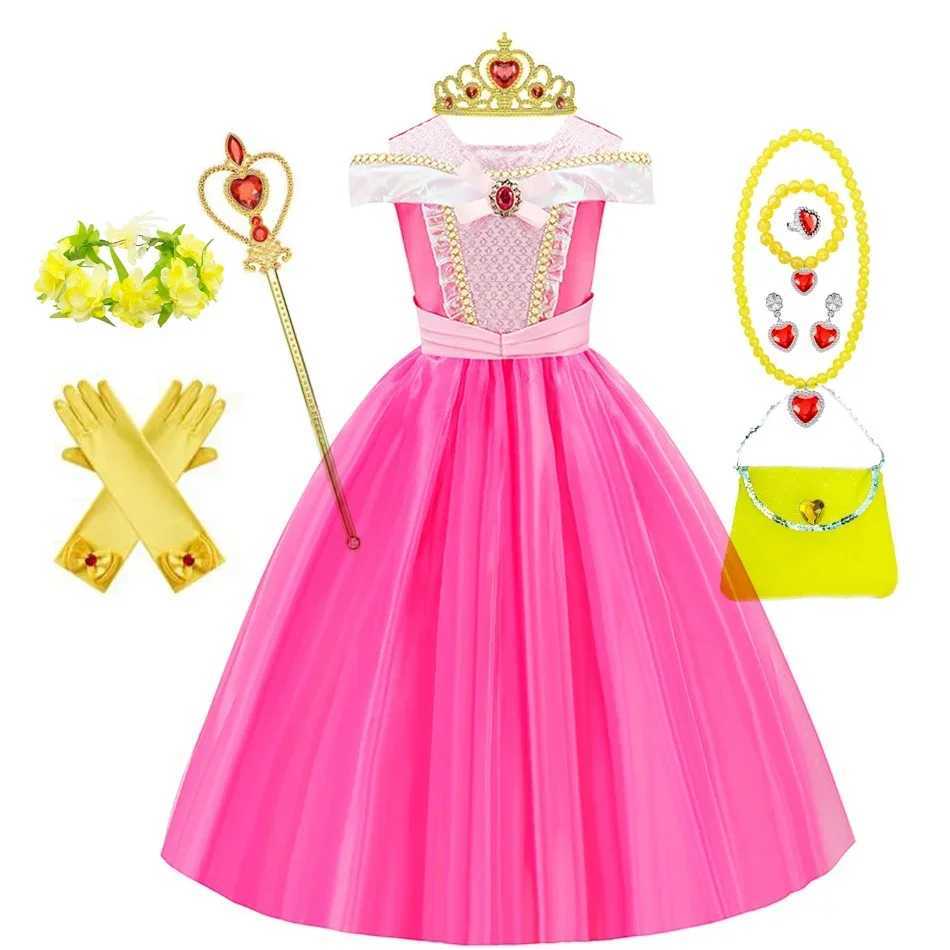 Sleeping Beau Costume for Girls Kids Aurora Cosplay Princess Vestido Children Xmas Halloween Par Disguise Dresses UpXJ250117