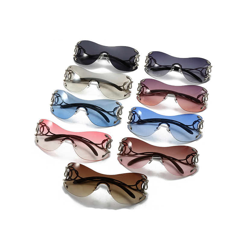Europe and the United States fashion spirit snake frameless women's sunglasses designer senior sense sunshade street photography trend cross-bord