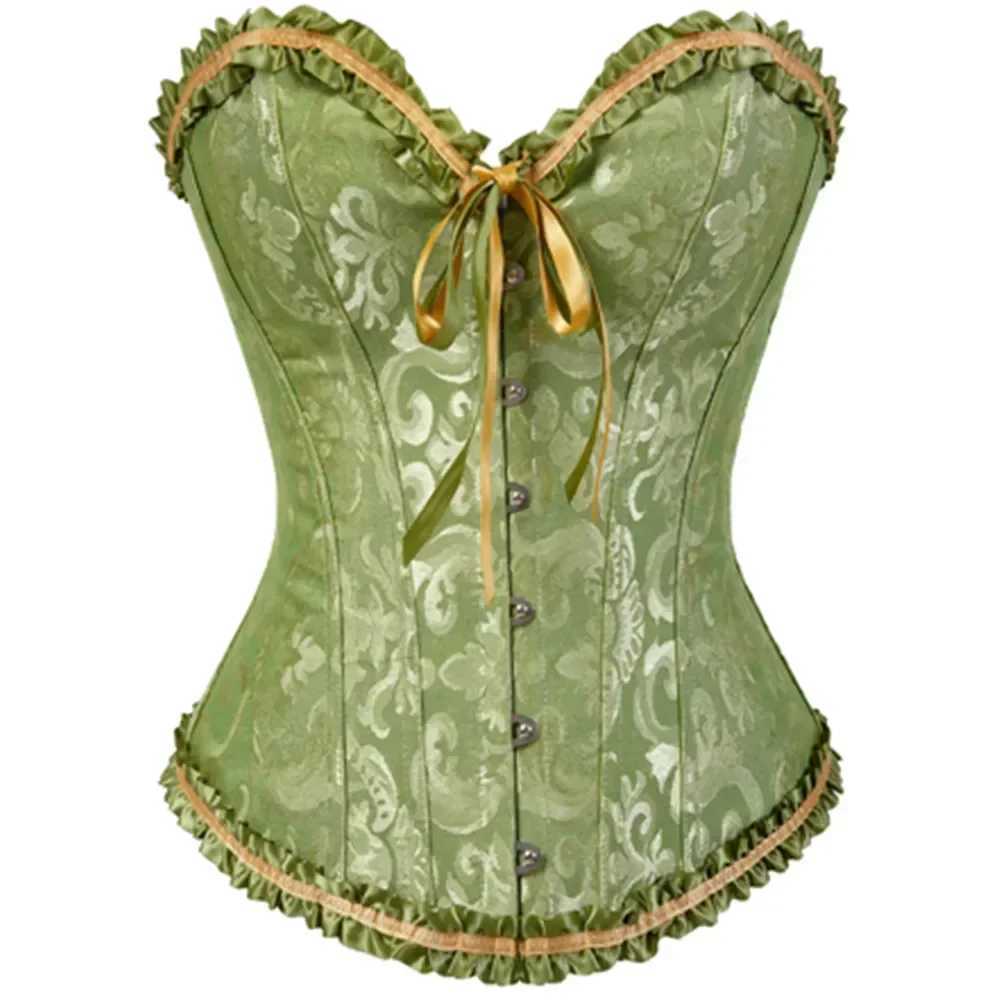 Sexy Bustiers And Corsets Floral Lace Tops Shapewear For Women Vintage Corset Gothic Overbust Satin Jacquard CorsetsXJ250304