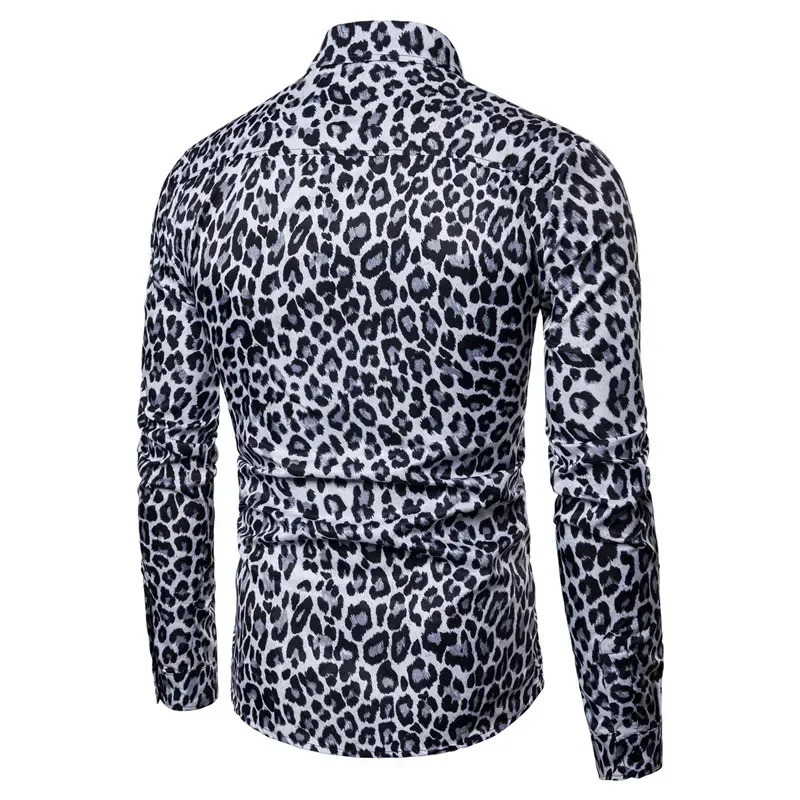 Man Club Leopard Print Shirt High Quality Long Sleeve Shirt Social Man Casual Party Shirt Chemise Homme Shirt Dress 250211