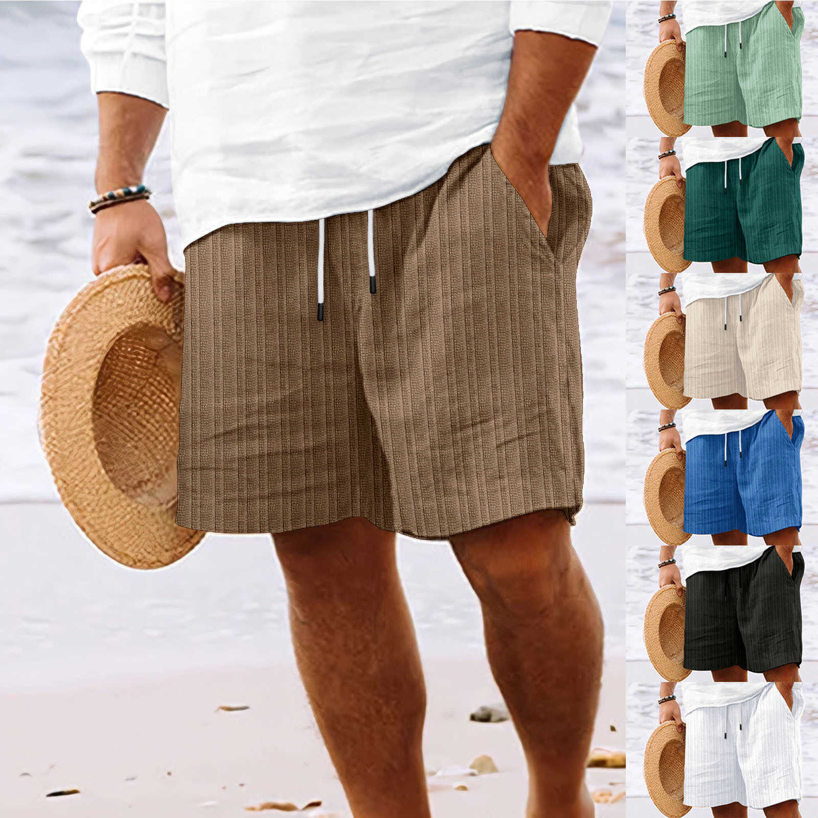 2024 Summer Mens Beach Leisure Sports Fashion Striped Jacquard Shorts W250212
