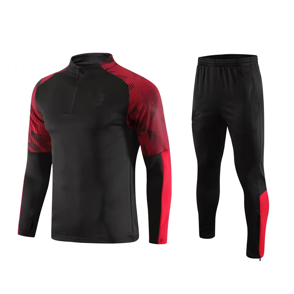 New Men's Sports Set Fans Half Zipper Jacket Training Wear Games Jerseys Soccer Kit Aldult Tops And Trousers Casual Wea