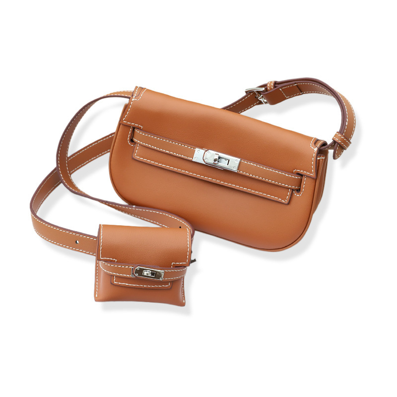 20254 New Genuine Leather Moove Kelly Zongzi Two In One Mini Designer One Shoulder Oblique Multi Functional Saddle Bag