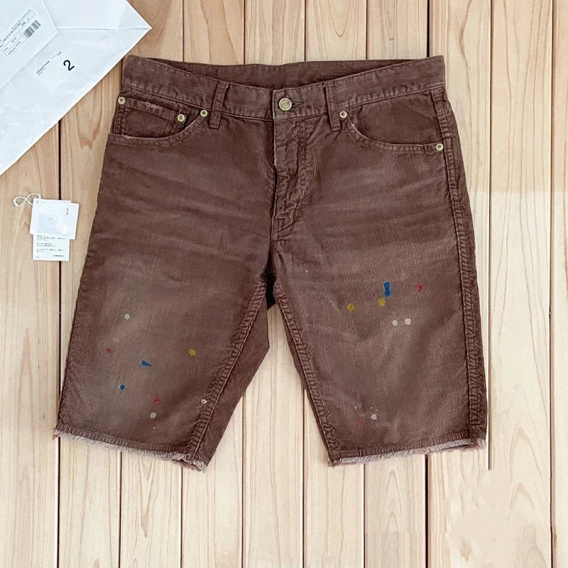 Arrival VISVIM 23SS FLUXUS03 Nakamura Japanese Casual Loose Splash Corduroy Shorts Men Short Jeans 250211