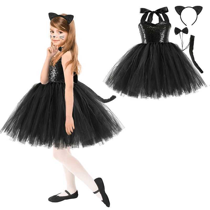 New Tutu Skirt Set Childrens Clothing Animal Cos Elk Halloween Clothing Little Cat Mesh Girls Dress School Performance DressXJ250117