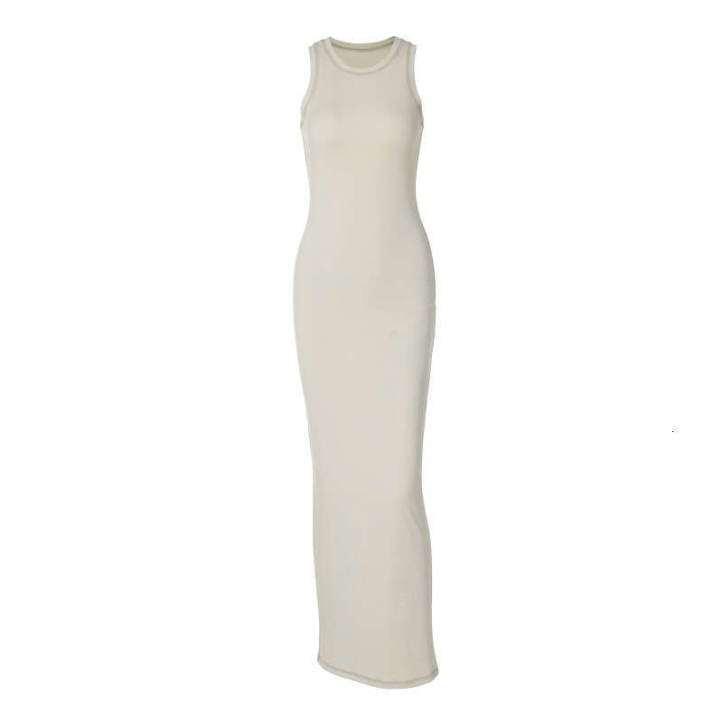 Women's summer product solid color slim fit round neck sleeveless dress wholesale 2025 new casual fashion trend clothing