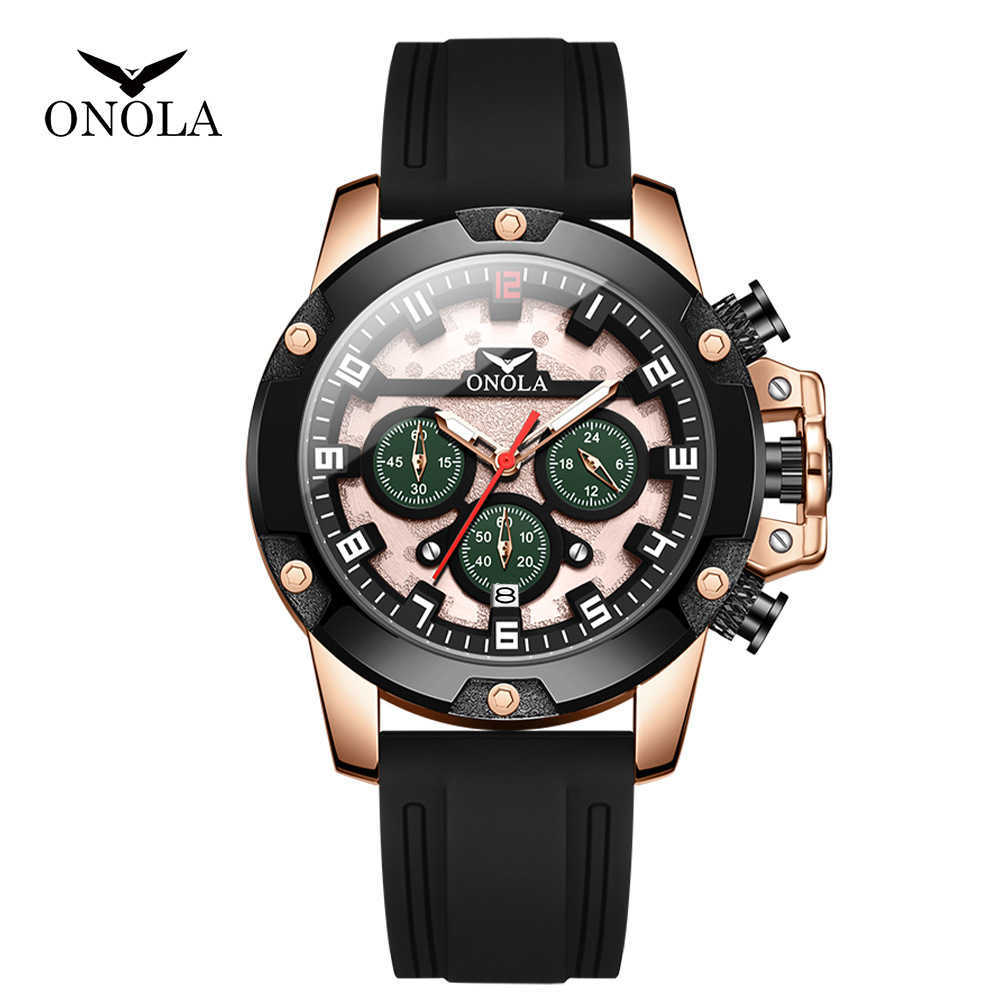 2024 New Mens Watch ONOLA/Orona Luminous Timer Running Seconds Waterproof Silicone Tape Quartz Watch W250212