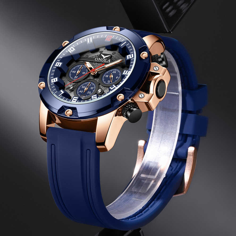 2024 New Mens Watch ONOLA/Orona Luminous Timer Running Seconds Waterproof Silicone Tape Quartz Watch W250212