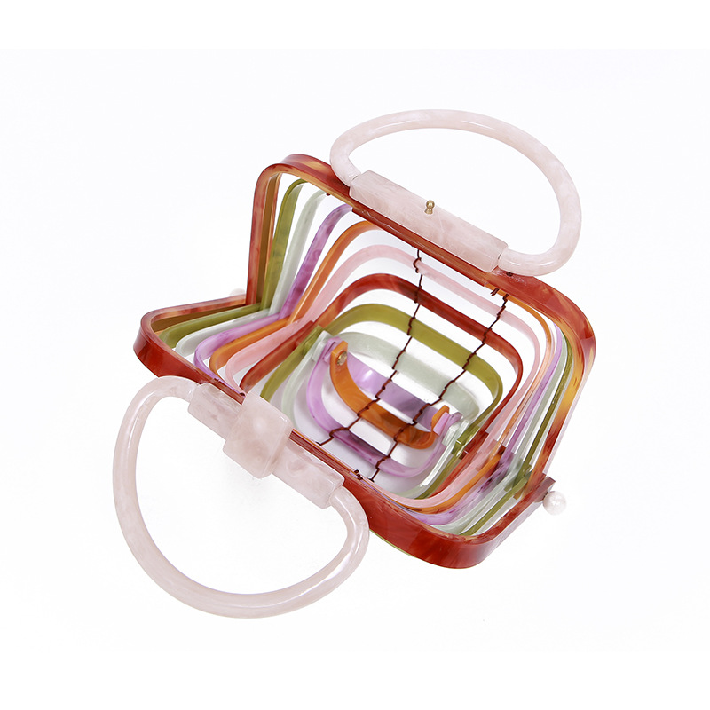 Acrylic Basket Vacation Beach Bag - Foldable Hollow Handbag with Shell Design