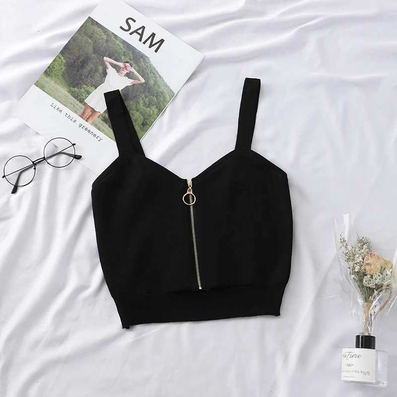 Heliar Women Y2k Camis Summer Slim Tank Top Cropped Women Zipper Flexible Camisoles Solid Color Crop Tops Women SummerXJ250212