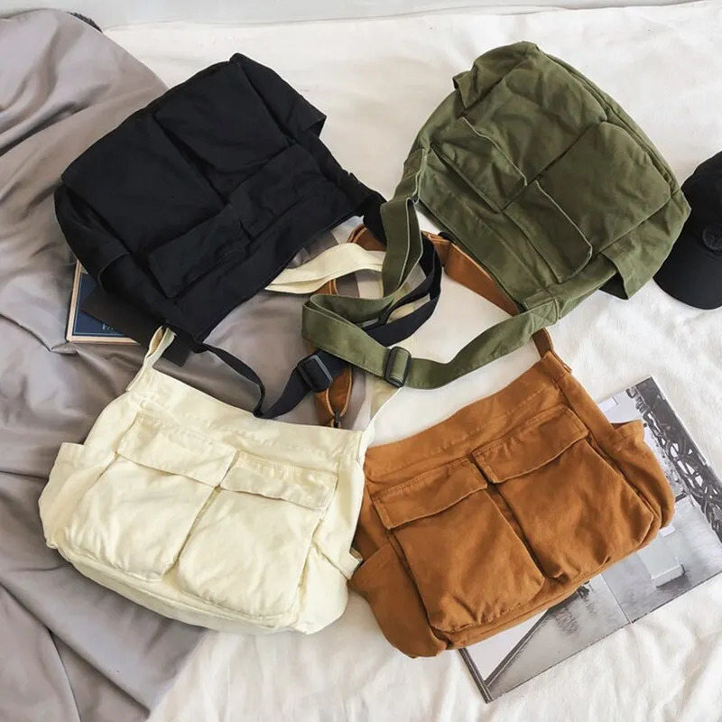 Women Vintage Handbag Canvas Teenager Shoulder Tote Bags Messenger Bags Ladies Casual Handbag Crossbody Purse 250207