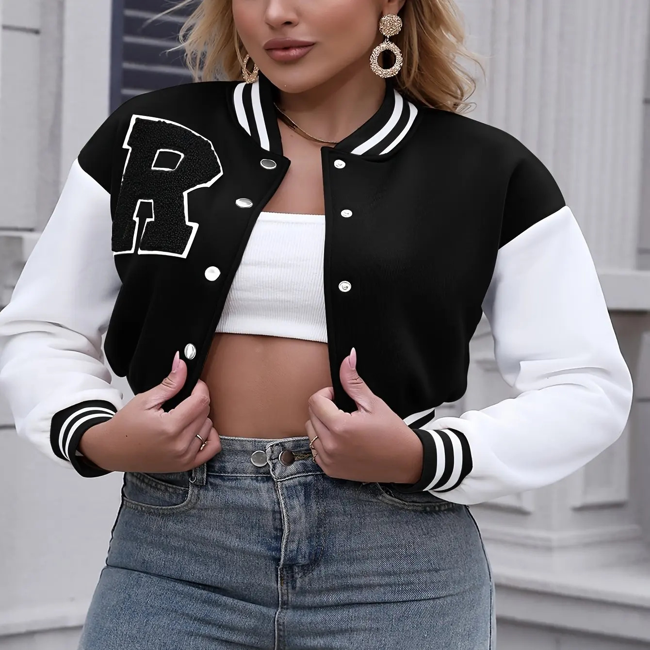 Jacket Casual Crop Button Front Spring Autumn Women Thin Jackets Tops Basic Bomber Jacket Long Sleeve Coat Casual O-neck Collar 250212