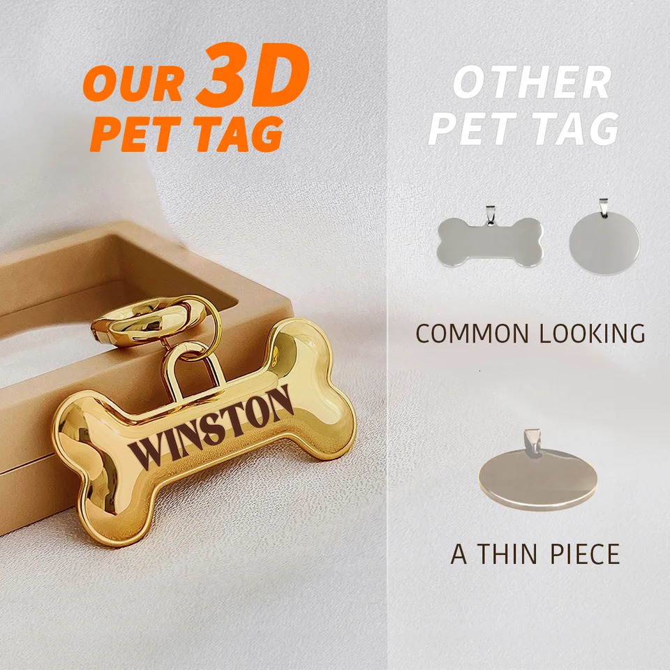 Memopaw Personalized Pet Dog Name Tag Copper Free Engraving Anti-lost Collars Tag for Dogs Cats Nameplate 250207