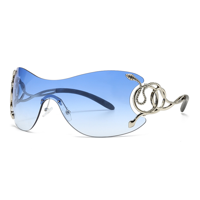 Europe and the United States fashion spirit snake frameless women's sunglasses designer senior sense sunshade street photography trend cross-bord