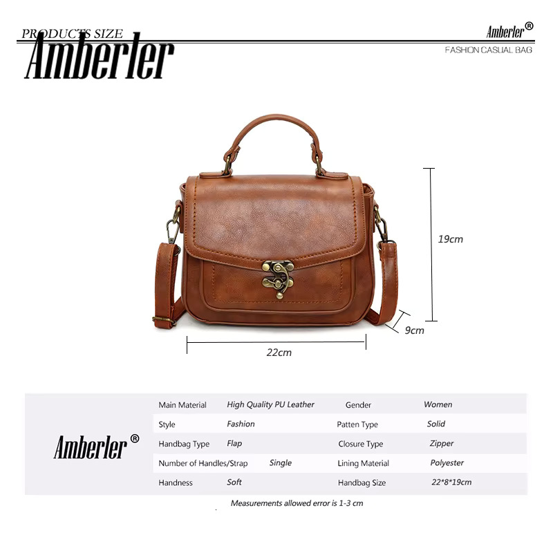 Amberler Women Shoulder PU Leather Small Handbags Famous Designer Ladies Crossbody Messenger Bags Casual Female Travel Bag