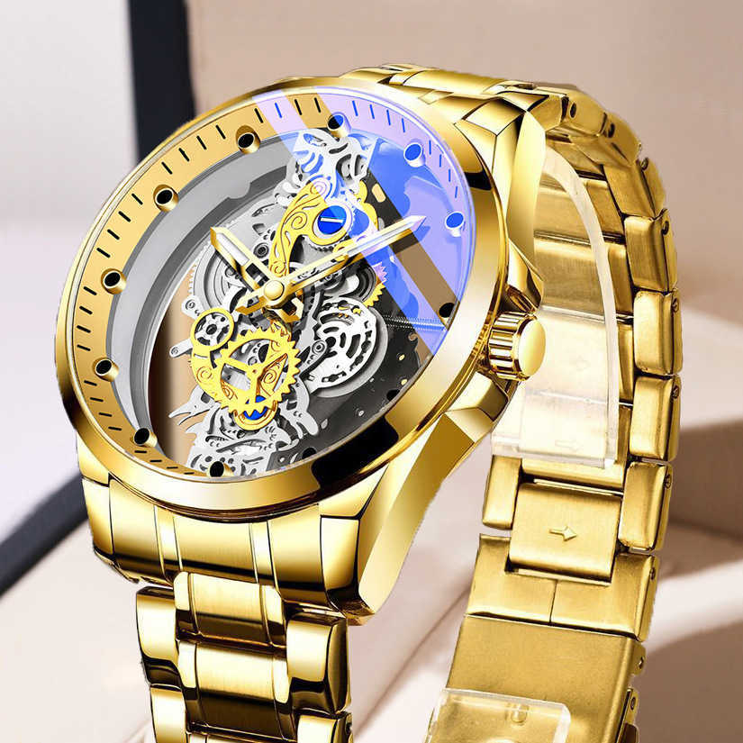 Double sided transparent hollow full-automatic mechanical watch mens watch mens waterproof luminous quartz watch Tiktok new style W250212