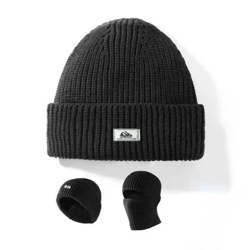 2In1 Mask Beanies Men Winter Balaclava Hat Knitted Hats Fl Face Ski Bonnet Tactical Cycling Earmuffs Cap Knitted X2502121