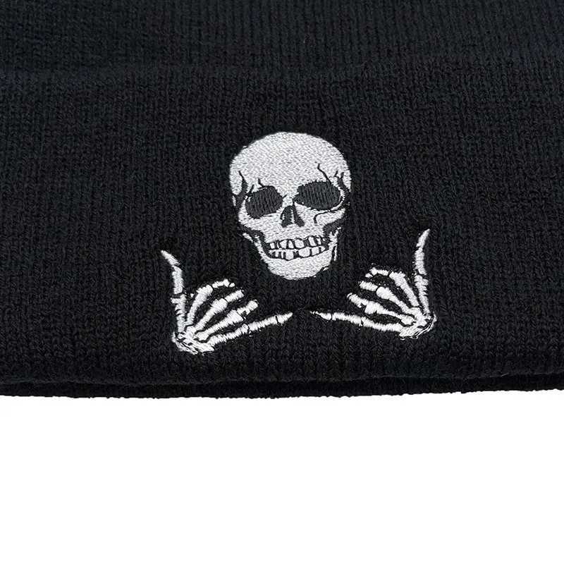 Winter solid beanie hat Warm cap Acrylic skeleton glass knitted hat Unisex men wen slippery ski glass cap hat X250212