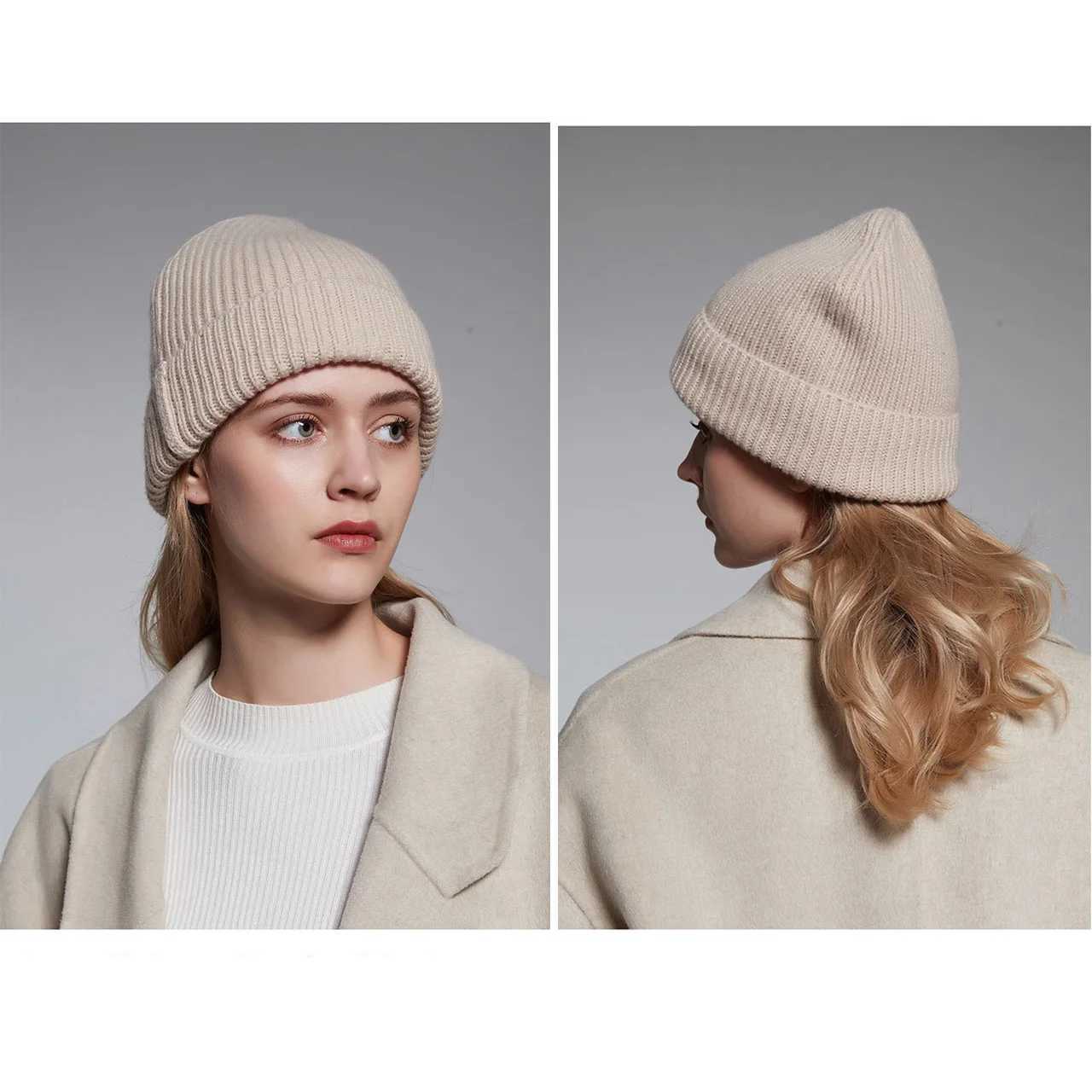 Knitted pure wool bean winter warm unisex hat fashionable unisex X250212