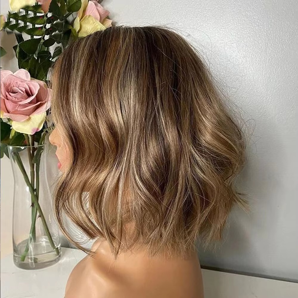 Preplucked Ombre Brown highlight blonde Body Wave Glueless Jewish Human Hair Wig Baby Hair HD Lace European Hair