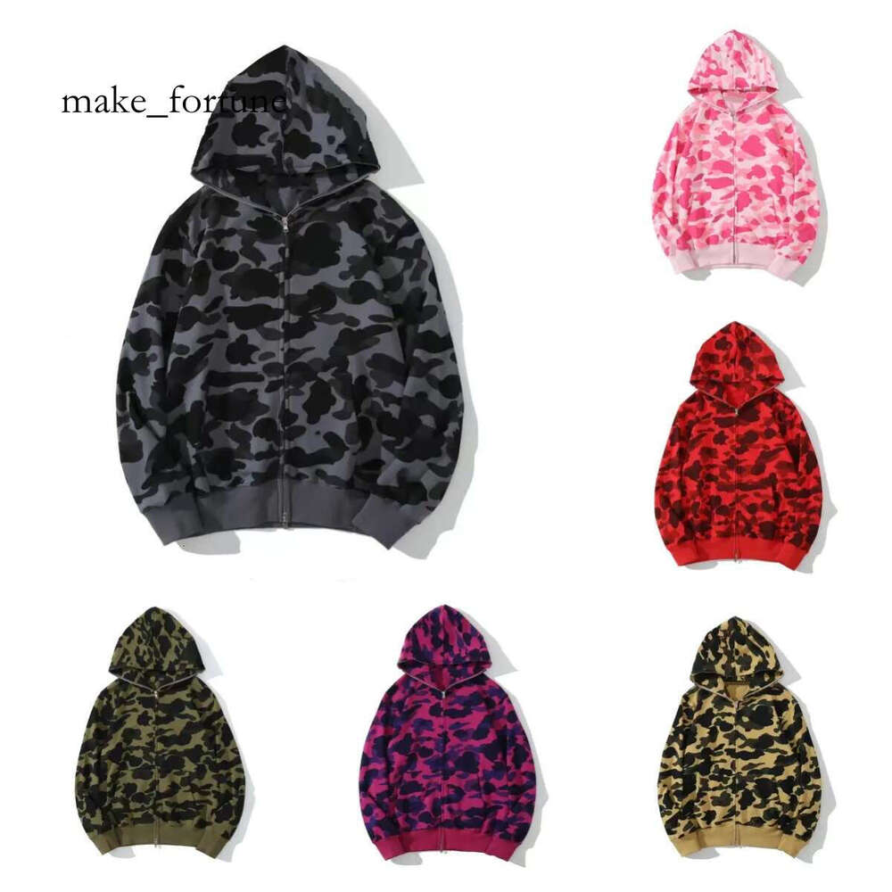 Designer Mens Women Hoodie Popular Shark Pattern Sportwear Camouflage Zip Up Hoodies High Quality Pure Bapelies Hoodie 4Fb