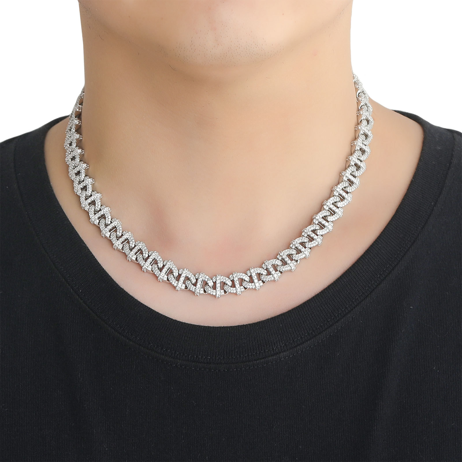 Hip Hop 10mm Men Necklace Cuban Chain Necklace Bracelet 5A Zircon Real Gold Plated Jewelry Set