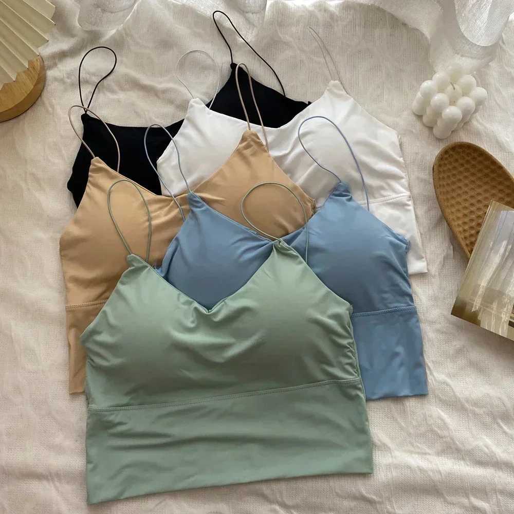 Women Summer Vest Tops Sveless Cotton Bustier with Pads Soft Elastic Wear-resistant Vest Crop Top Seamless Bralette TeesXJ250212