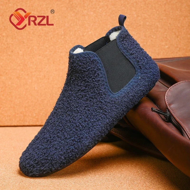 YRZL Winter Warm Cotton Shoes Men Indoor Home Slipper Thin Bottom Plush Cotton Man Casual Shoes Soft Sole Anti-slip Slippers Man 250207