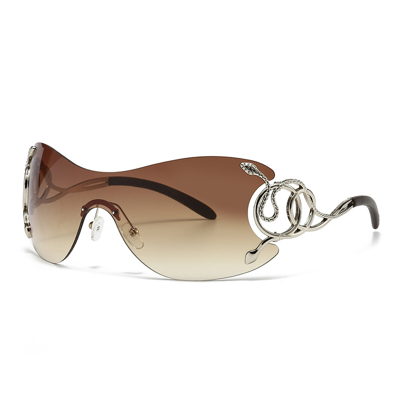 Europe and the United States fashion spirit snake frameless women's sunglasses designer senior sense sunshade street photography trend cross-bord