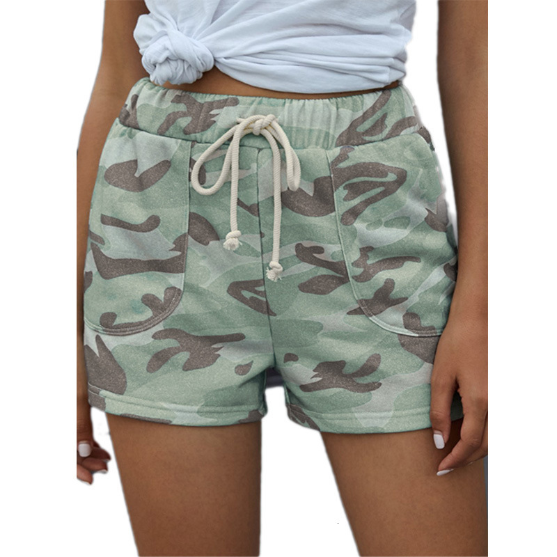 2025 Summer Women's New Fashionable Casual Lace Camouflage Shorts Medium Waist Loose Straight And Sexy Beach Pants