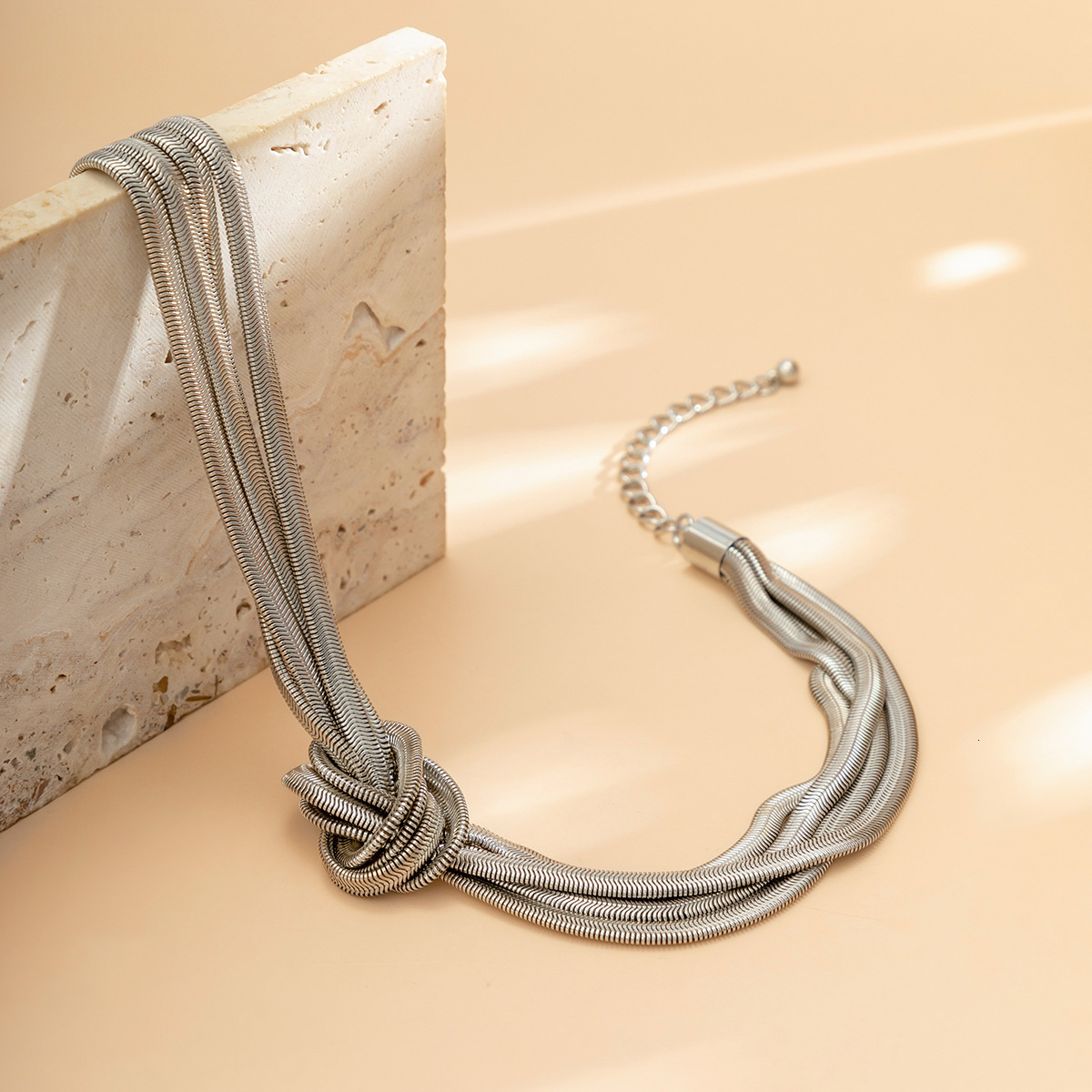 Woman fashion Adornment Sweet Cool Style Personalized Multi layered Punk Snake Bone Chain Knot Unique designer Necklace