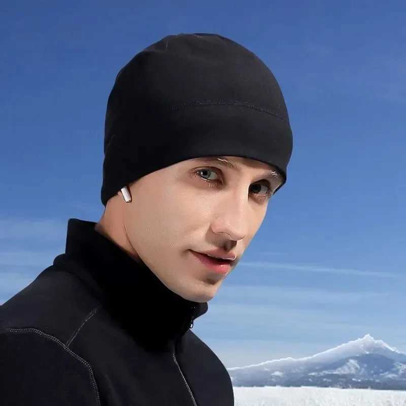 Mens Polar Fleece Cap Winter Warm Outdoor Sports Skiing Cycling Hat Windproof Soft Beanie Cap Wen Ski Bike Hat X250212