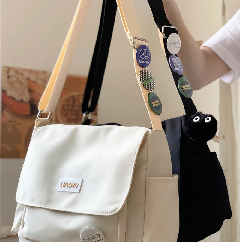 Simple Japanese Bag School Student Shoulder Bag Nylon Handbags Solid Color Leisure Large Capacity Messenger Bag Male Female Bag 250207