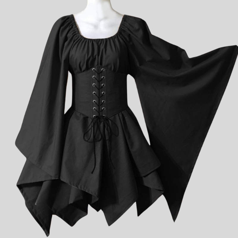 Cross-border new European and American horn sleeves long sleeves medieval Renaissance dresses splicing dresses one piece is sent on behalf of others