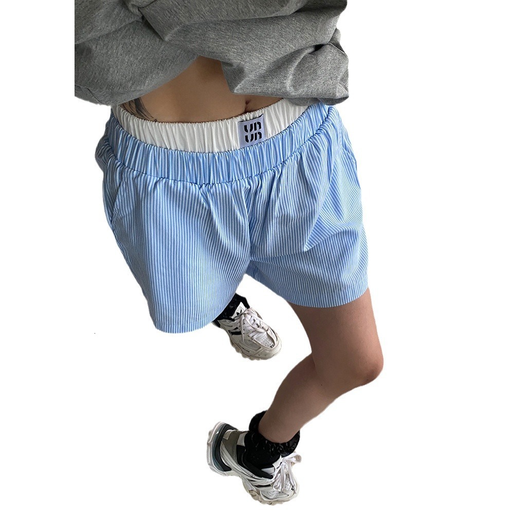 Women's Summer New Straight Tube Loose Casual Wide Leg Breathable Quick Drying Sexy Beach Pants Fashionable Compact And Exquisite Fake Two-piece 