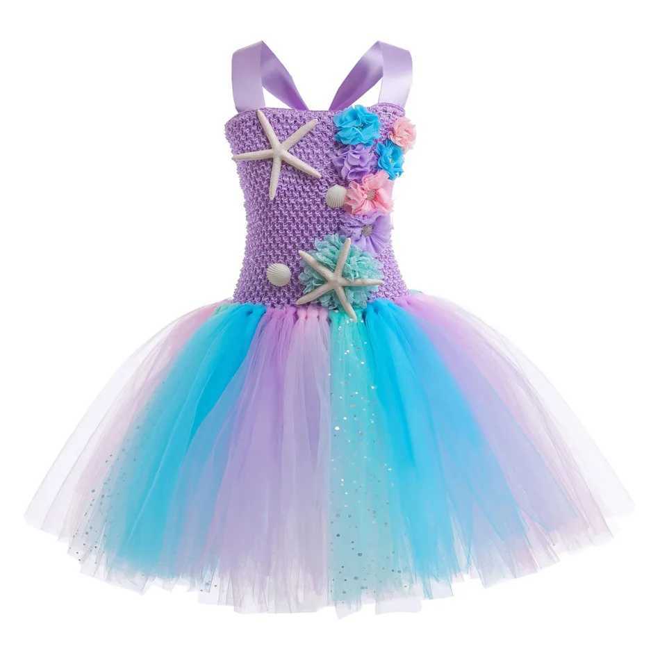 1-12Y Cute Mermaid Tutu Dress with Corfish Appliques Off Shoulder Fancy Princess Frock Toddler Birthday Par Puffy GownXJ250117