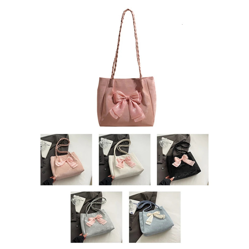Womens Shoulder Bag with Bows Versatile Casual Hand-held Tote Bag Womens Bag Simple Spacious Trendy Crossbody Bag Bag 250207