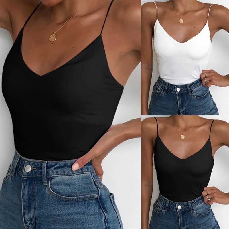 Women Thin Wild Solid Camis Vest Women Tank Tops Fe 2023 Summer Sexy Strap Basic Tops Slim Sveless CamisoleXJ250212