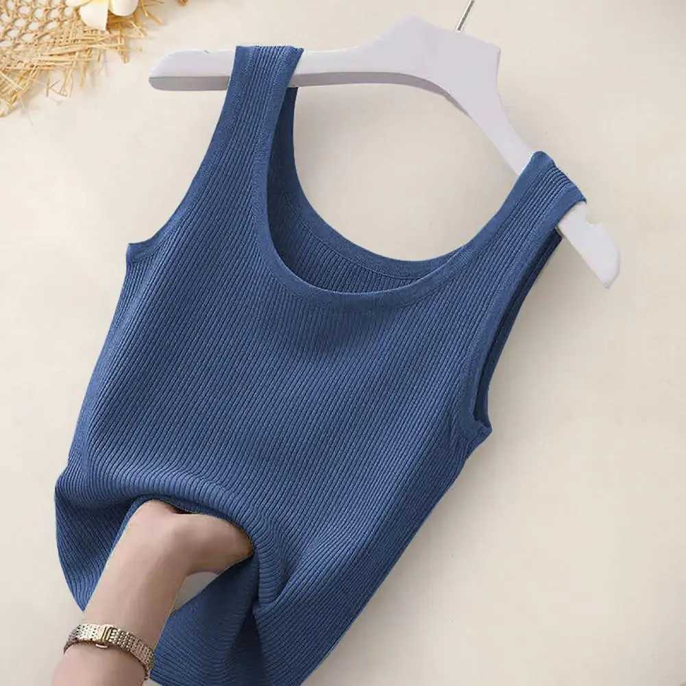 Women Vest Solid Color Scoop Neck Sveless Summer Tank Top Oversized Thin Vest Top Beachwear Womens ClothingXJ250212