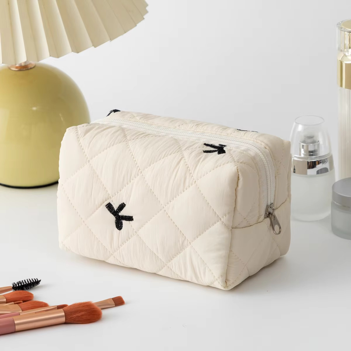 Fashion Bow ral Large Capacity Portable Storage Cotton Makeup Wash Bag Cosmetic Organizer Pouch swissmilitary