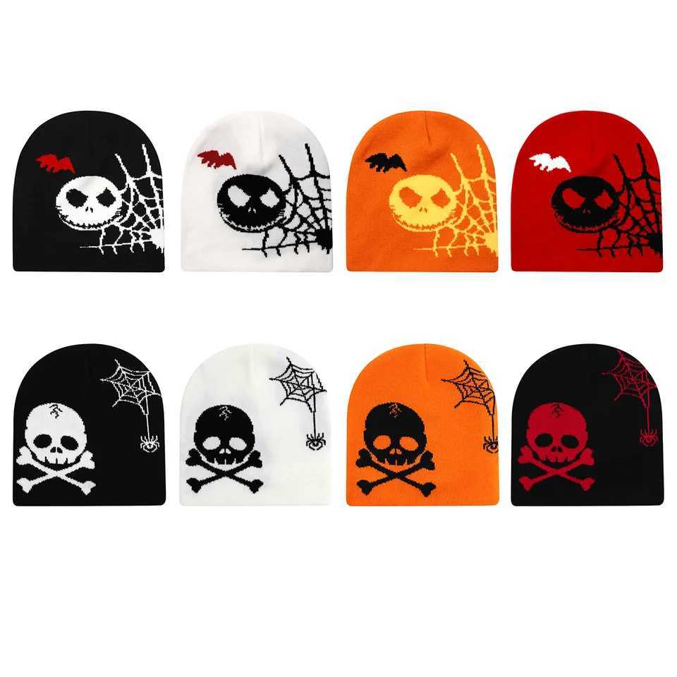 Beanies Fashion Skl Print Y2K Knitted Hats for Wen Men Ear Protection Winter Autumn Windproof Keep Warm Hats Hip Hop Cap X250212