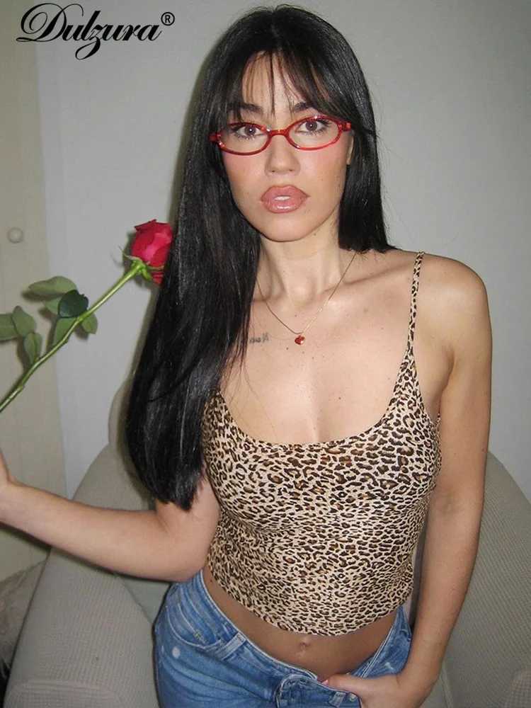 Dulzura Sexy Leopard Printed Crop Top Camisole Vest Summer Beach Women Party Club Date Y2K Clothes Streetwear Birthday WholesaleXJ250212