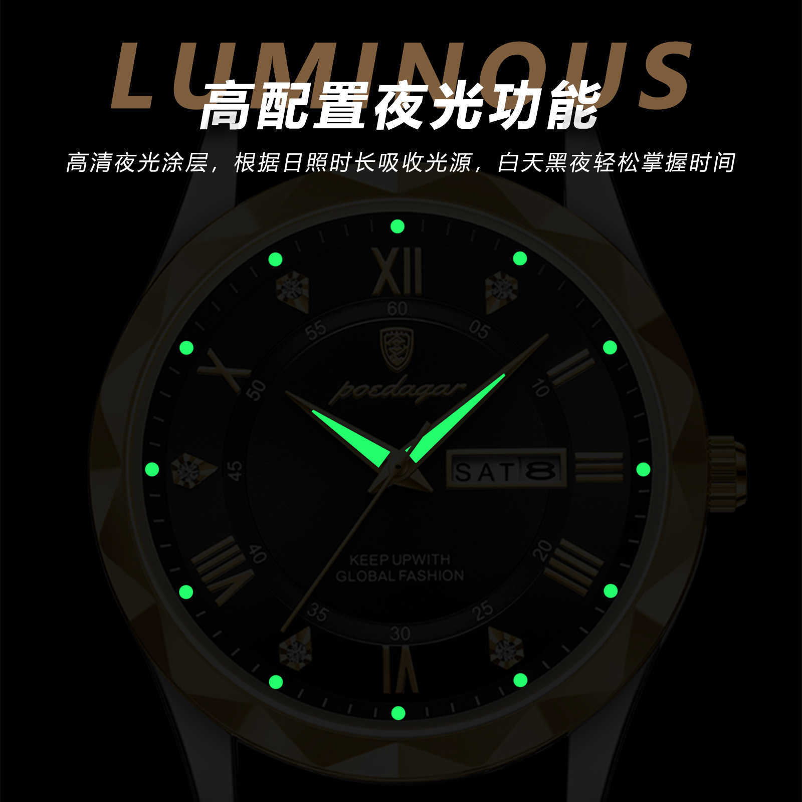 Swiss brand new belt mens watch luxury and fashion quartz watch live broadcast W250212