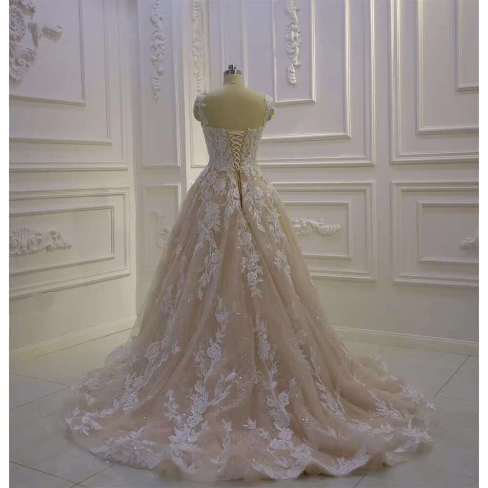 Customized Am1284 Champagne Spaghetti Straps Beach A-E Wedding Dress