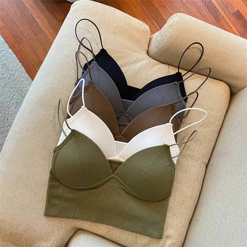 Spring And Summer New Products Small Halter Vest With One Piece Fixed Cup Chest Binding Outside Wear Soled Strapless TopXJ250212