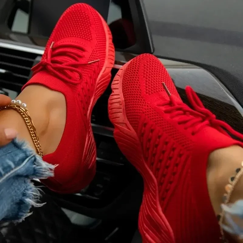 Sneaker Casual Breathable Mesh Lace-up Sneakers Ladies Platform Vulcanized Women Shoes atillas Mujer 250218