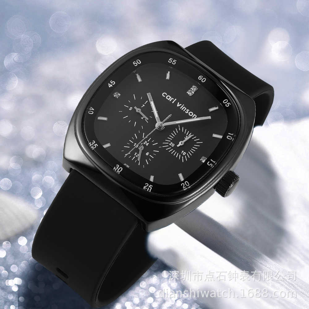 Carl Vinson leisure multifunctional quartz mens watch lightweight waterproof silicone strap mens watch month W250212