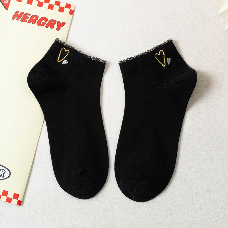 2025ss Summer Girls' Socks Shallow Mouth Low Cut Student Motion Invisible Boat Socks Love designer Polyester Wholesale for ladies School