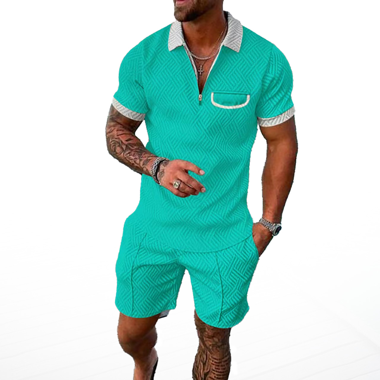 designer Two piece set men clothing summer tracksuit fashion color printing Short sleeved shirt shorts sets polo suits