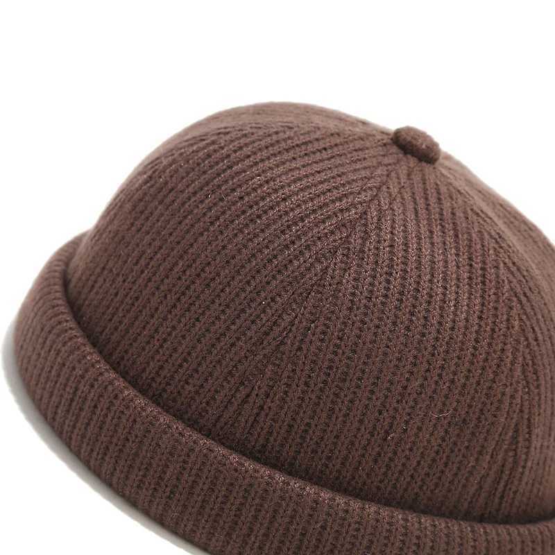 Bocca Knitted Docker Cap Beanies Brimless Hat Without Visor Sklcap Men Wen Solid Color Warm Thick Winter Hat Street Fashion X250212